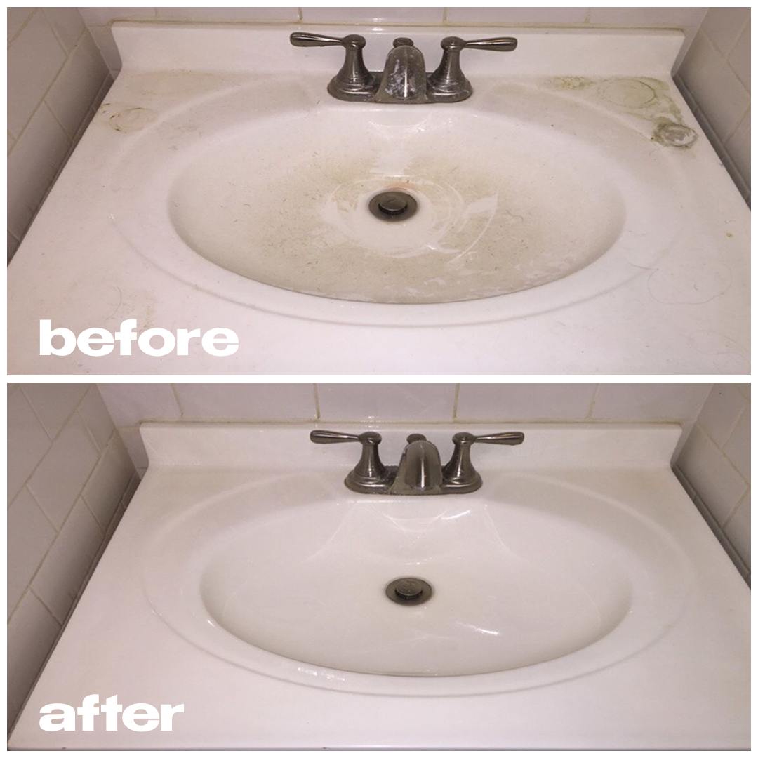 Vanity Sink — before and after professional cleaning by NEXA