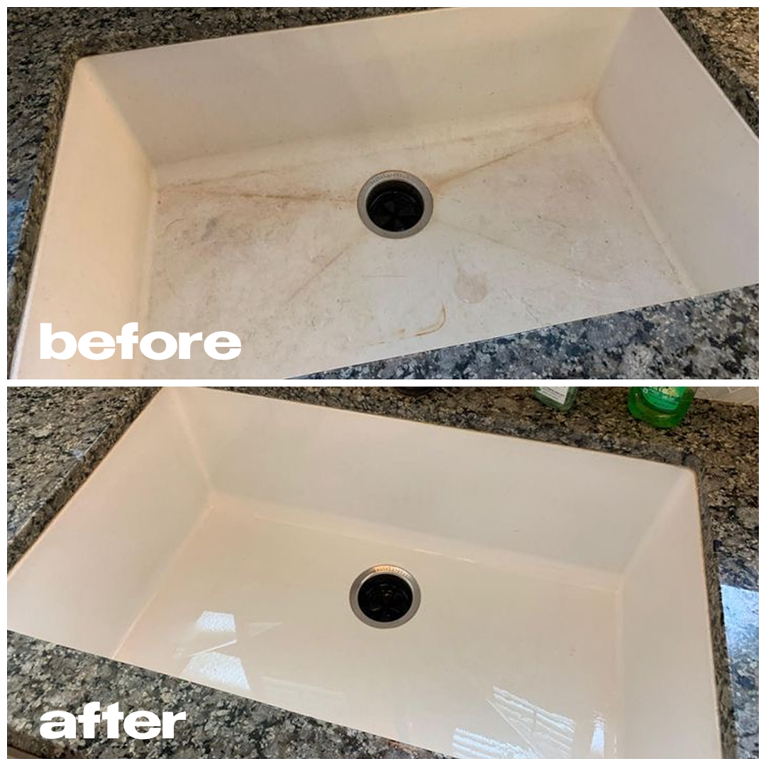 Bathroom Sink — before and after professional cleaning by NEXA