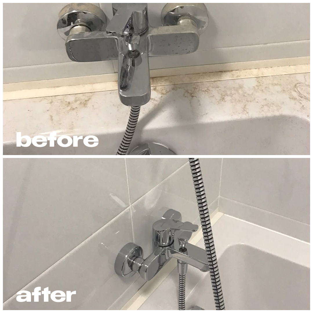 Bathtub Faucet — before and after professional cleaning by NEXA